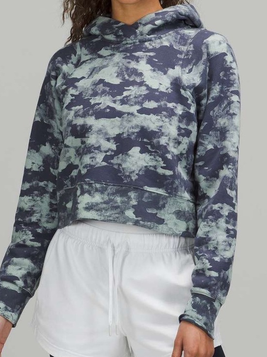lululemon athletica Tops - Lululemon Loungeful Cropped Hoodie
Heritage Camo Wash WP Blue Multi size 10